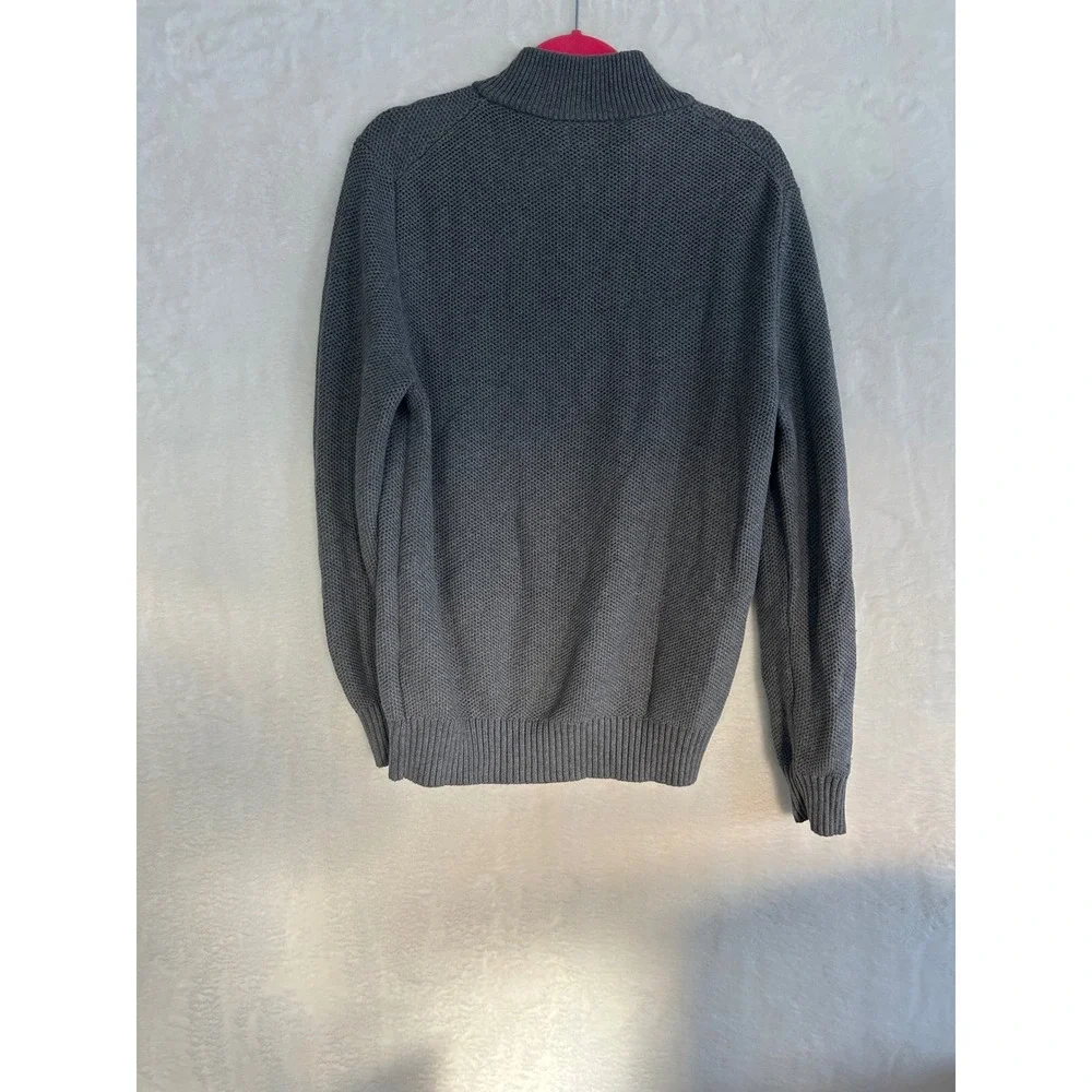 J.Crew Mens Grey 100% Cotton Quarter‎ Zip Textured Knit Sweater Large